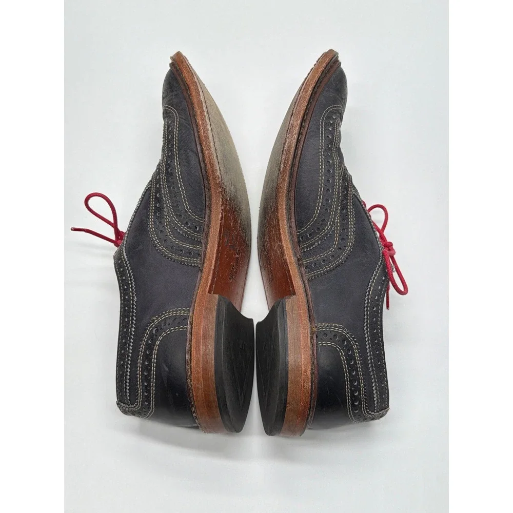 Mens Black Leather Wingtip Oxfords‎ Allen Edmonds Neumok size 9 Contrast Stitch
